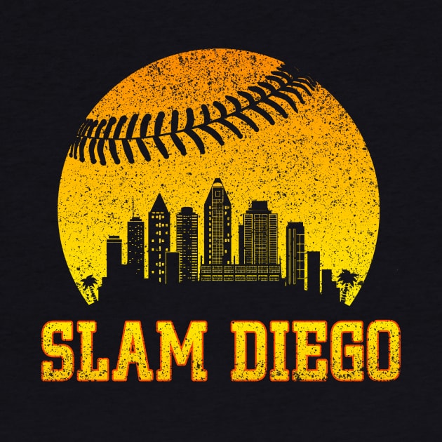 San Diego Vintage City Skyline Baseball Slam Diego Gameday by Hong Lien 